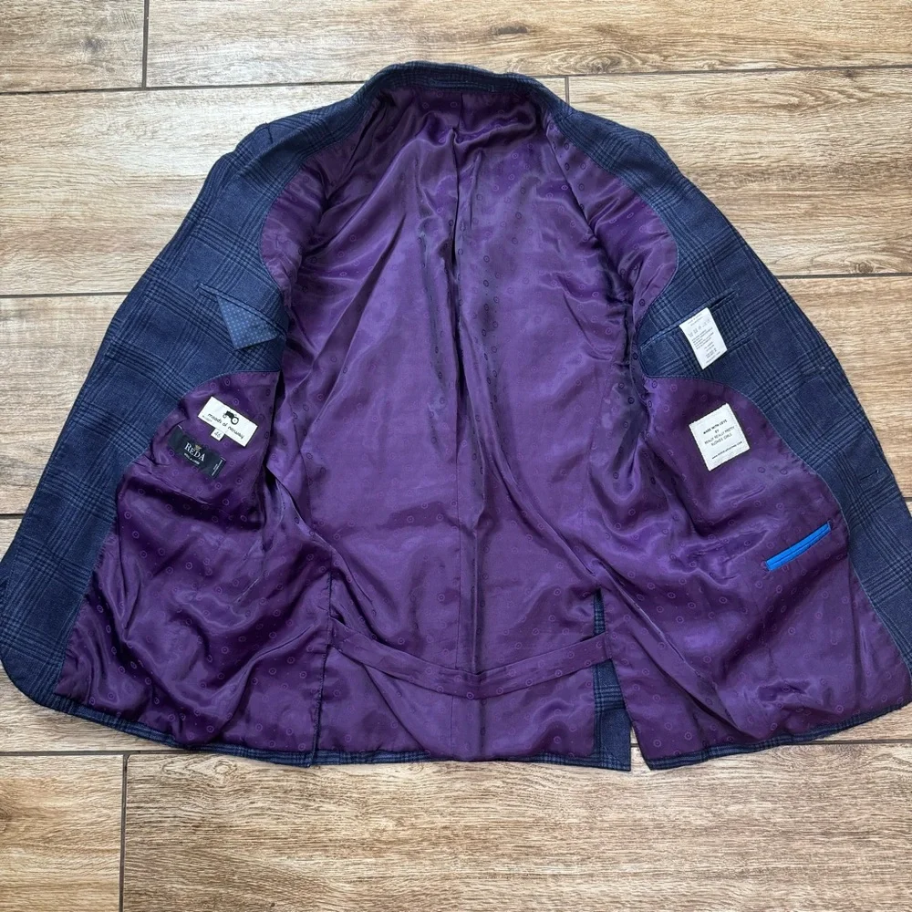 Moods of Norway Blue Plaid Wool linen Blazer Sz 36 EU 42 1865 Reda Lined Blazer - Picture 7 of 16